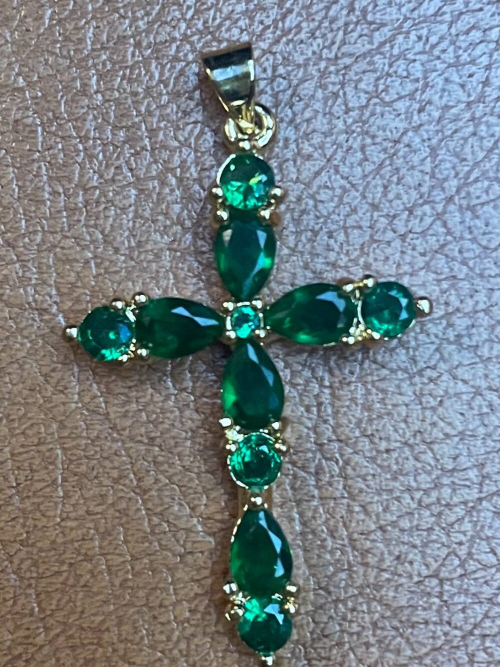 Emerald Green Cross Pendant